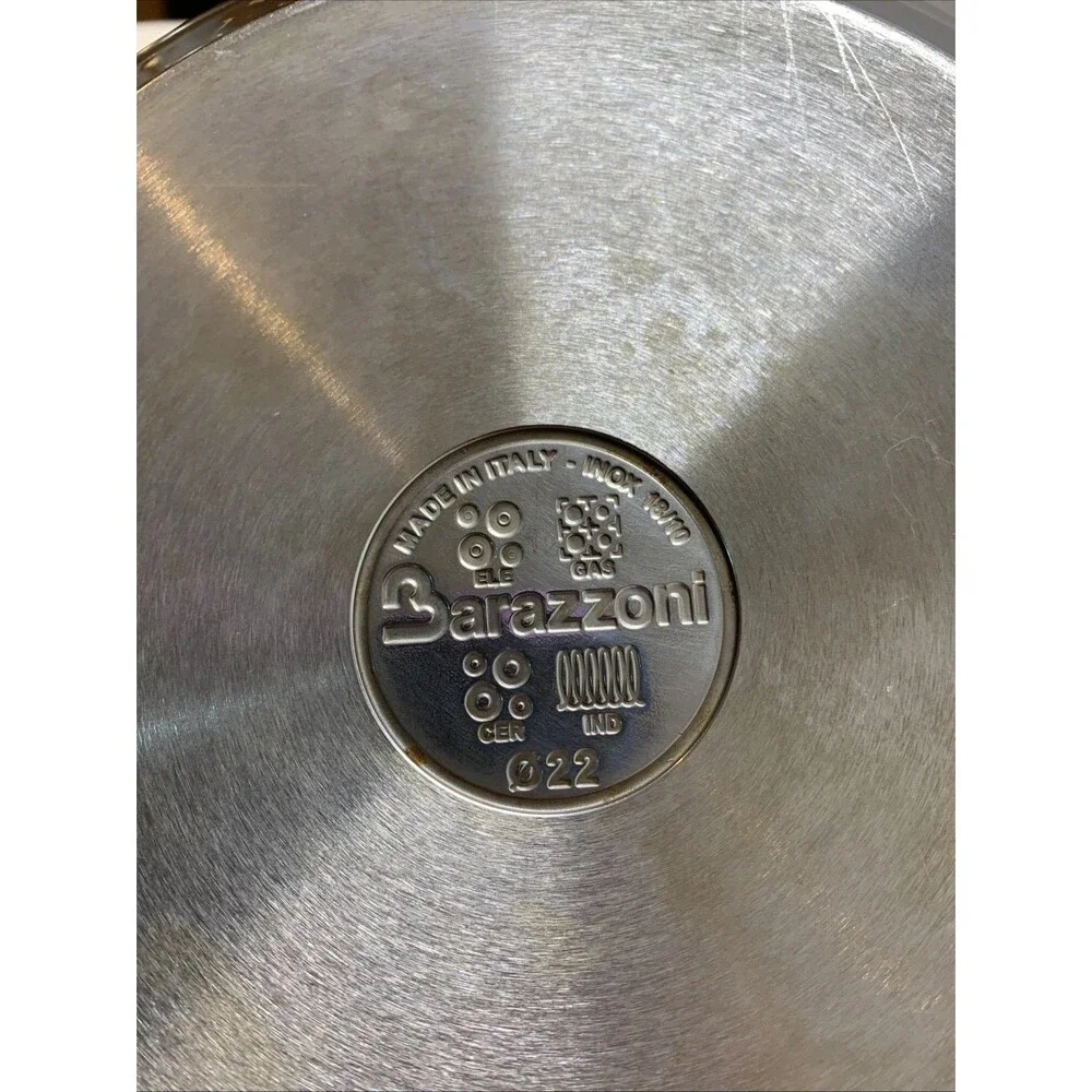 Barazzoni Inox 18/10 Stainless Steel Stockpot w/ Lid Double Handles 022
